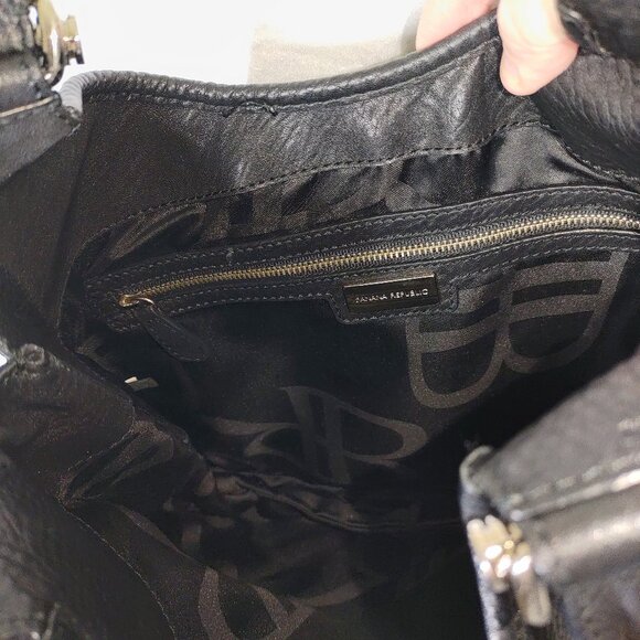 Banana Republic Black Pebble Leather Shoulder Bag Hobo Purse Chrome Hardware - Picture 8 of 14